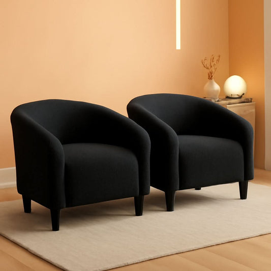 Black Boucle Armchair Club Chair Cushioned Comfort