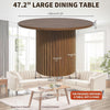 Round Walnut Dining Table 47 Inch With Wood Strip Base