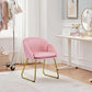 Modern PU Leather Armchair Flower With Golden Legs Pink