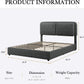 Queen Size Grey Corduroy Upholstered Bed Framework