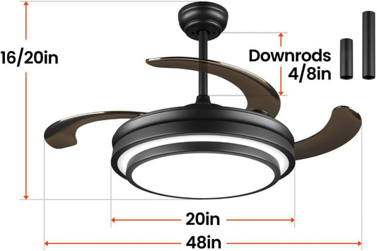 48-Inch Retractable Ceiling Fan Intelligent Controller