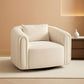 Beige Velvet Barrel Swivel Chair With LumbarPillow