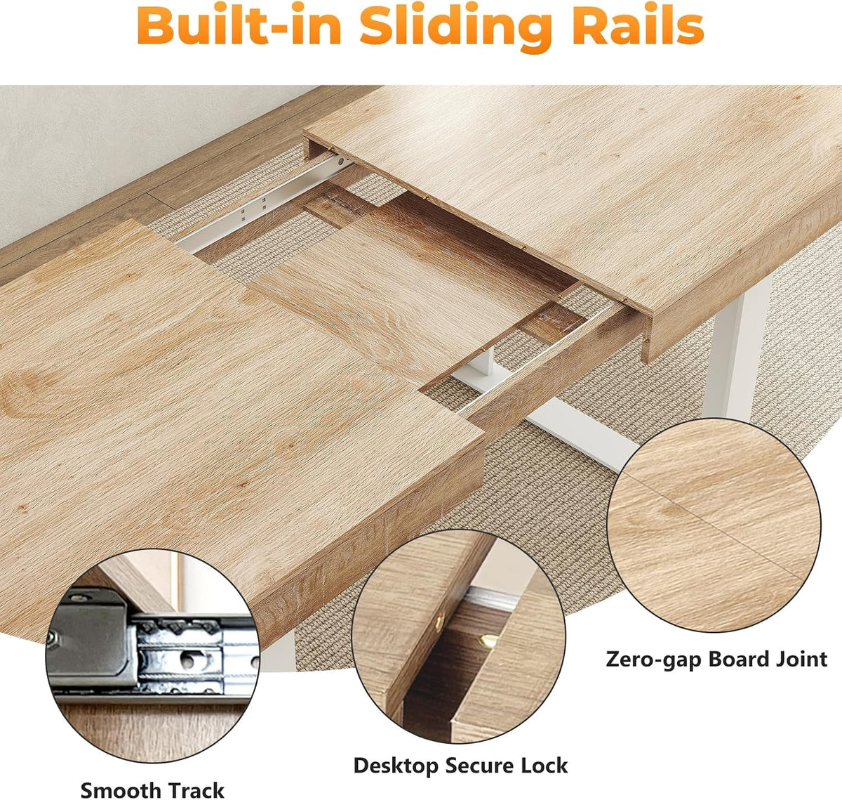 Extendable Dining Table White Oak Rectangular Farmhouse