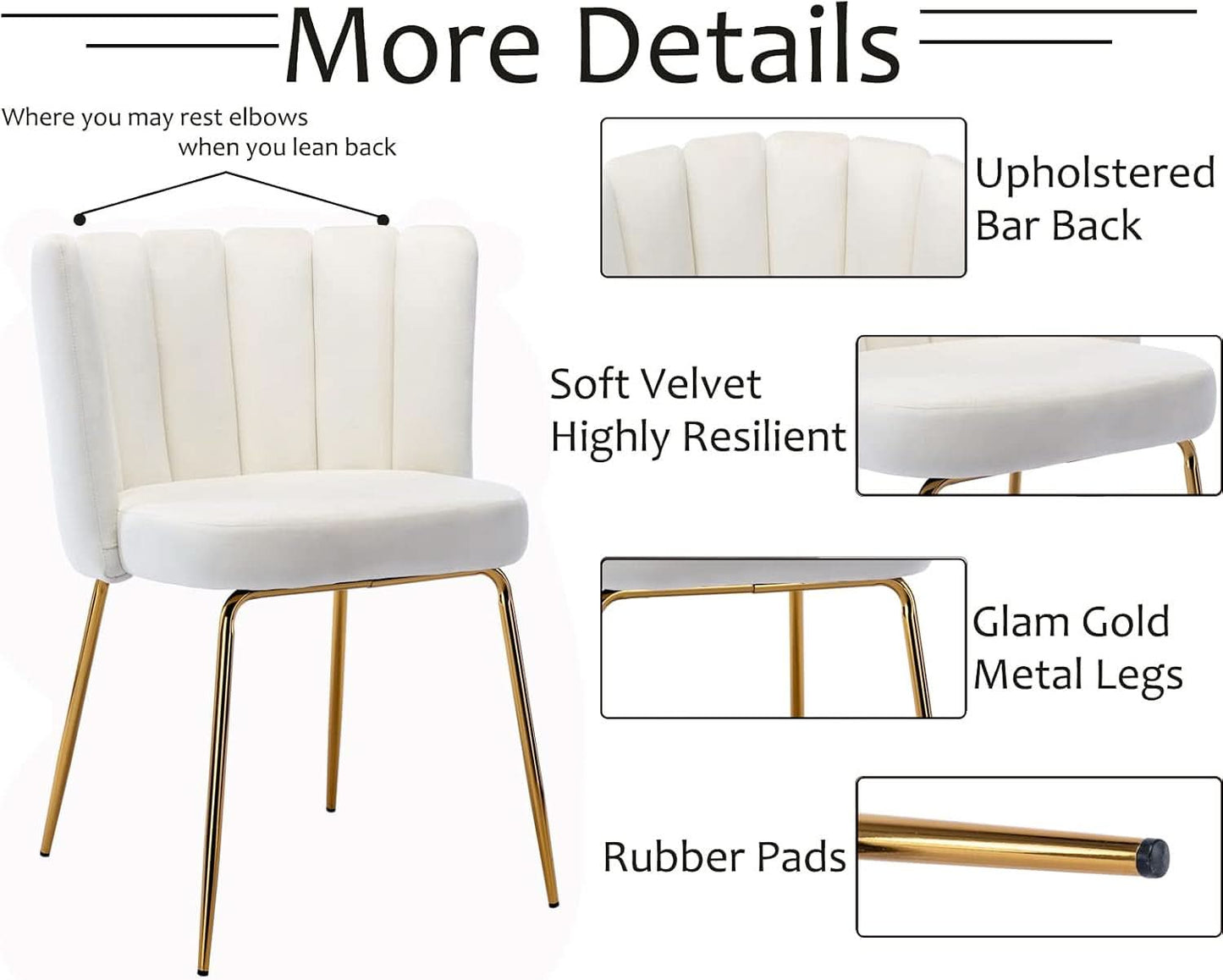 Cream Velvet Upholstered Dining Chairs Goldtone Legs