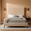 Queen Velvet Upholstered Bed Cream Acrylic Legs Tufting