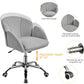 Velvet Desk Chair Armrests Light Gray Modern Office Chair