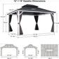 12x14 White Aluminum Frame Hardtop Gazebo Curtains