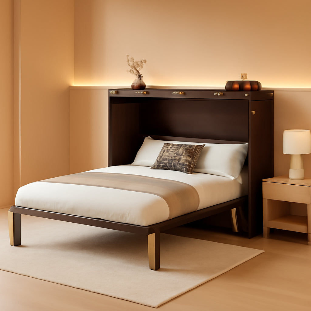 Queen Murphy Bed Cabinet With Hidden Storage Drawers