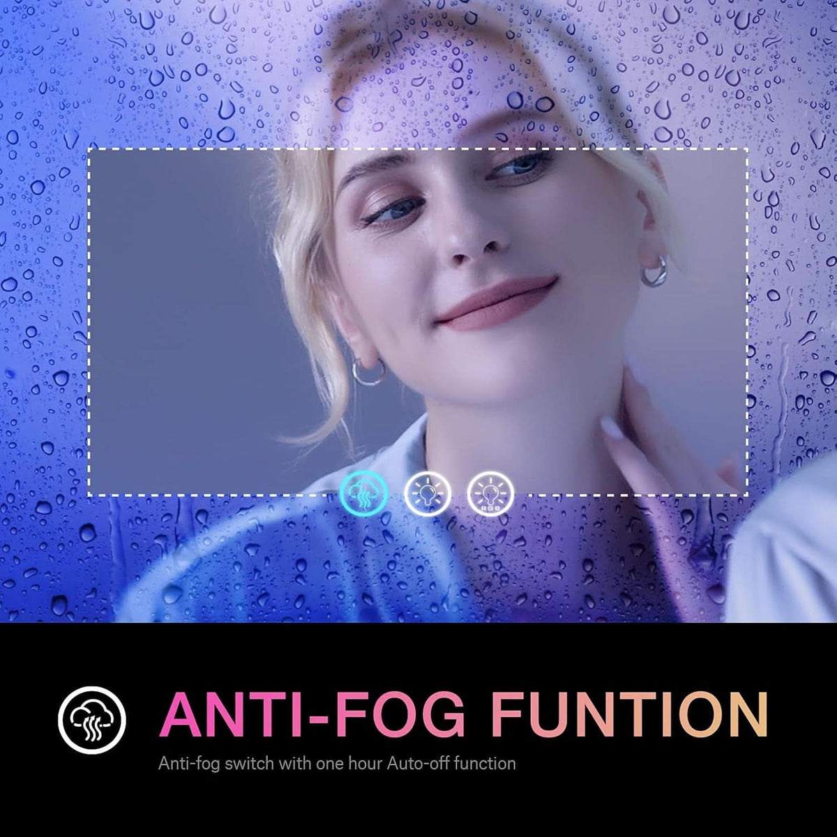 60x30 Inch RGB Dimmable LED Vanity Mirror Anti Fog Back lit