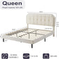 Queen Velvet Bed Frame Beige Upholstered Headboard