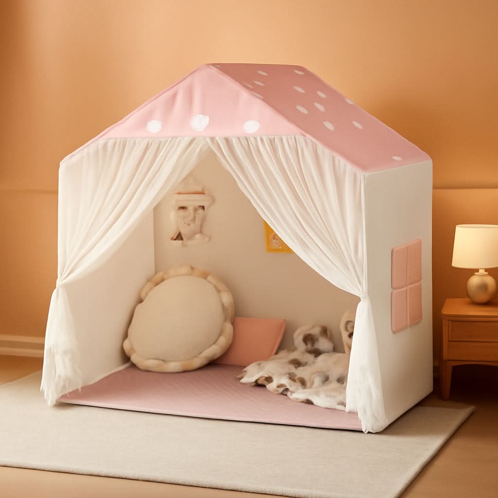Pink Princess Playhouse Tent With Premium Curtains