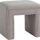 Taupe Boucle Vanity Ottoman Tufted Weathered Walnut