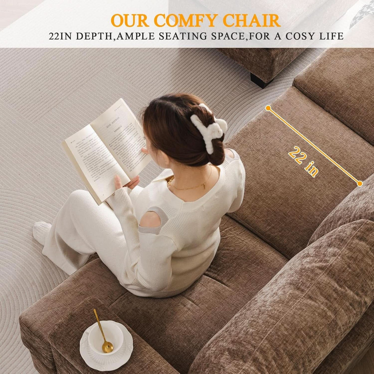 85 Inch L Shaped Couch Armrest Organizer Movable Ottoman-1