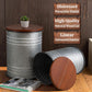 Grey Industrial Galvanized End Tables Set With Lids