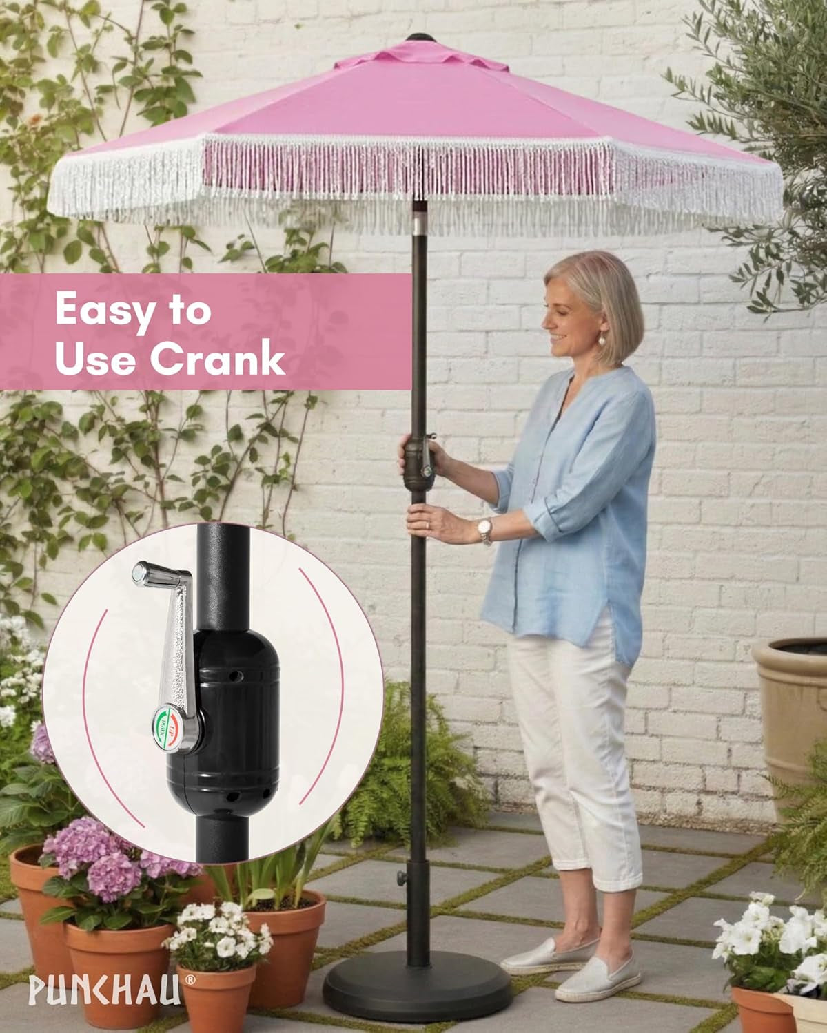 6 Foot White Patio Outdoor Umbrella Weather Resistant