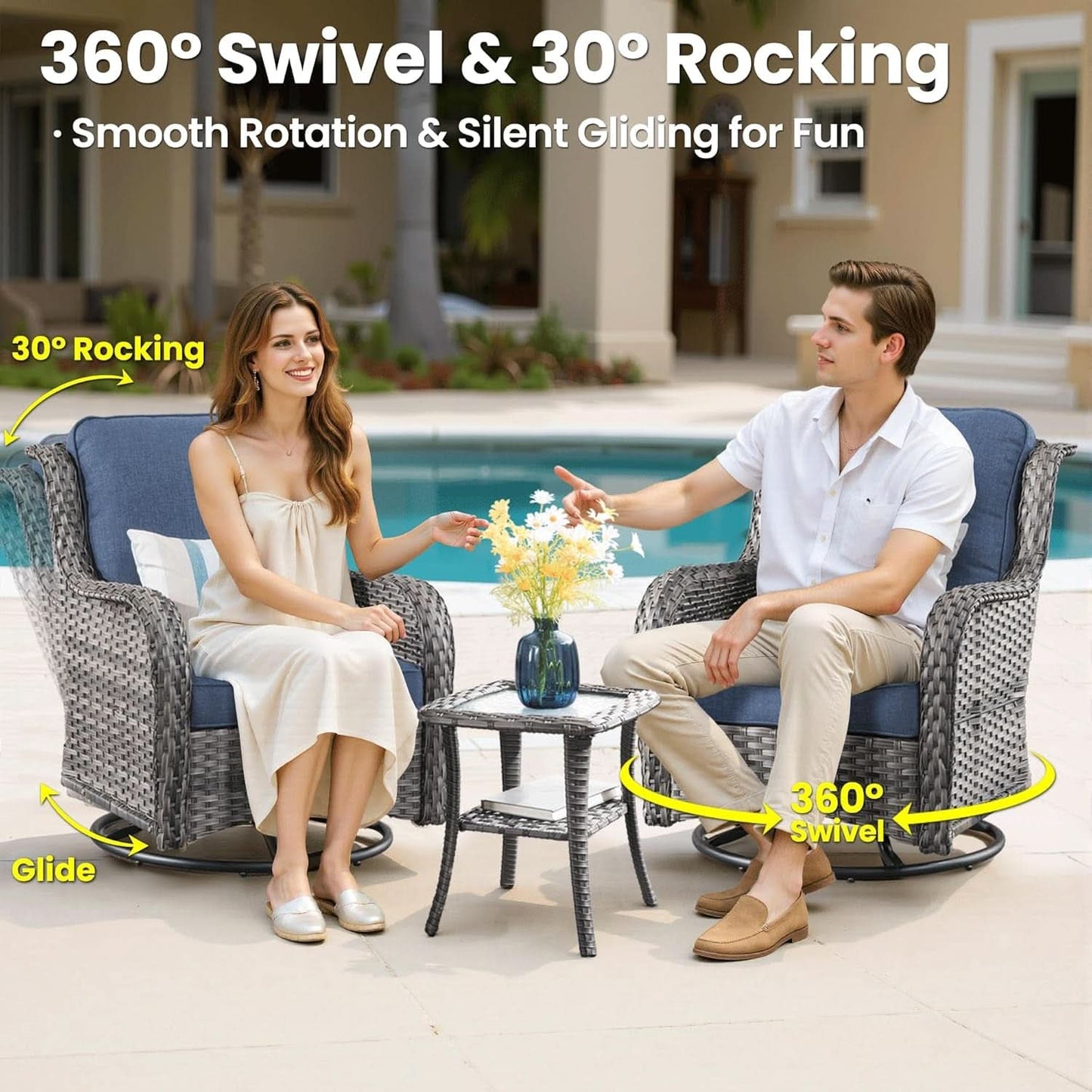 Seven Piece Outdoor Patio Furniture Set with Fire Pit