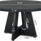 Round Wood Dining Table Farmhouse 47 Inch For Dining Room With Cross Base Black