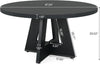 Round Wood Dining Table Farmhouse 47 Inch For Dining Room With Cross Base Black