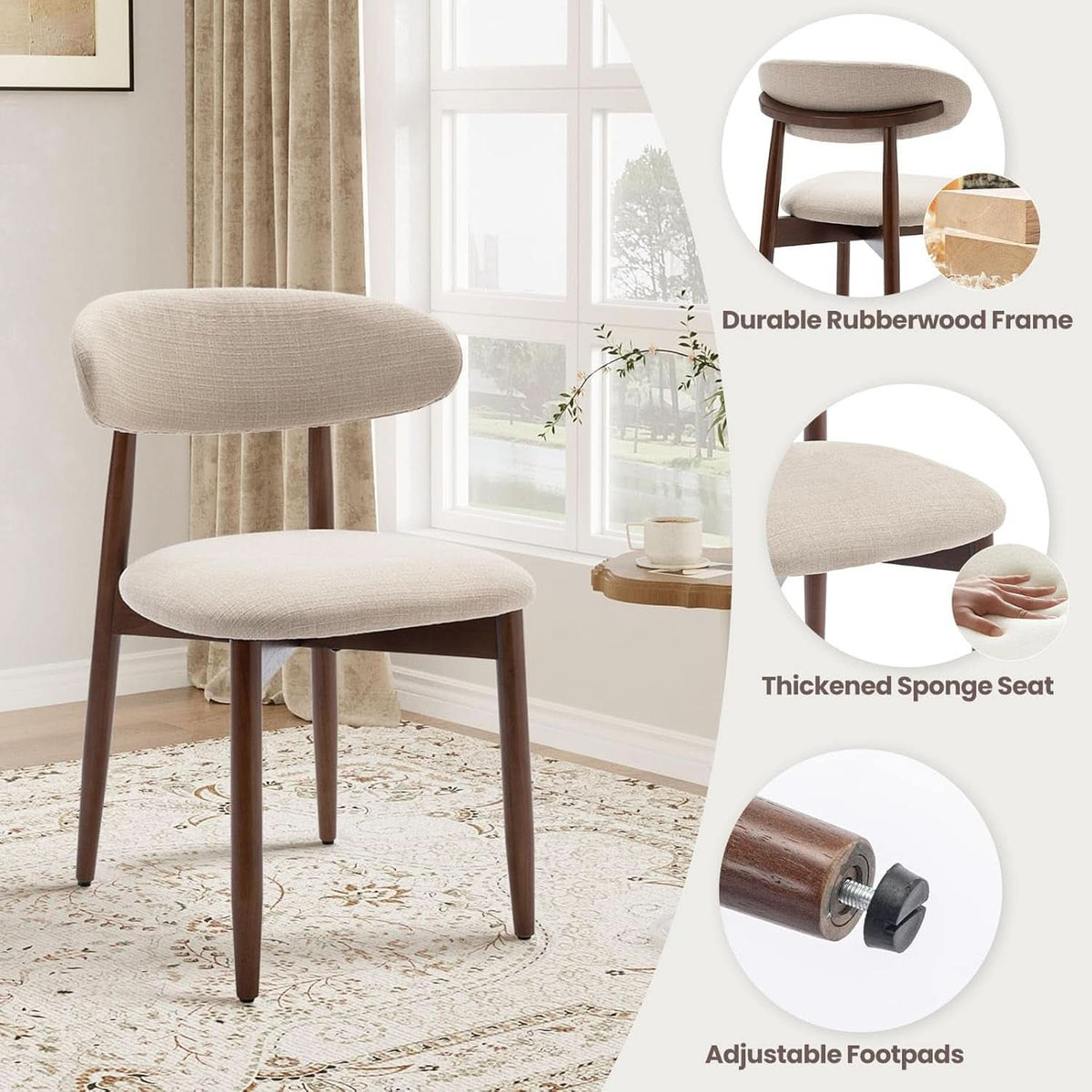 63Inch Industrial Dining Table Set With UpholsteredChairs