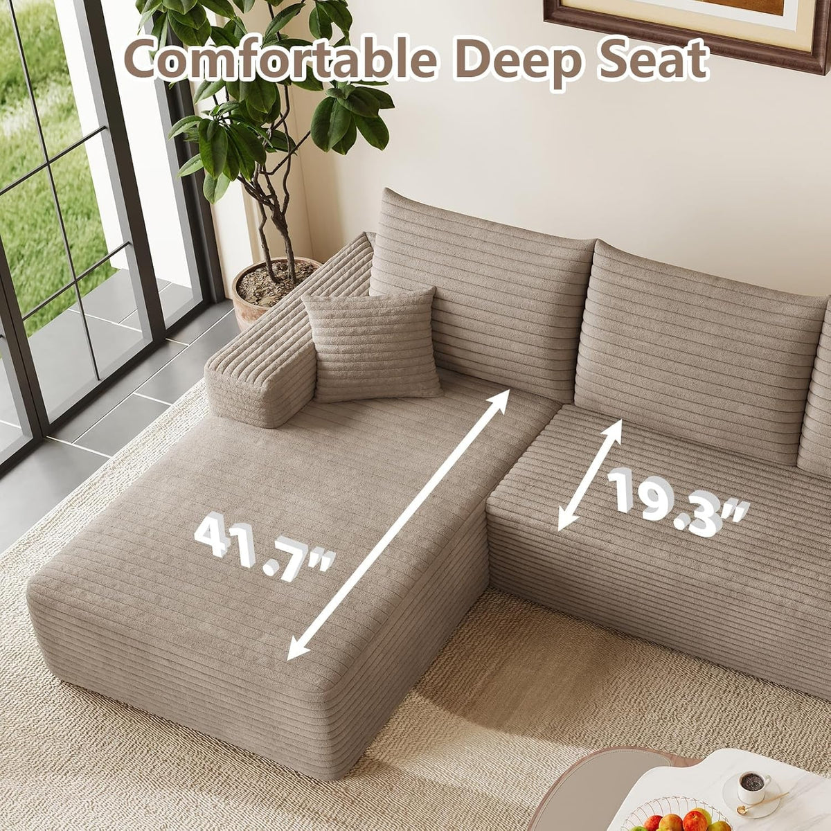 95-Inch Modular Sectional Sofa Sleeper Upholstered