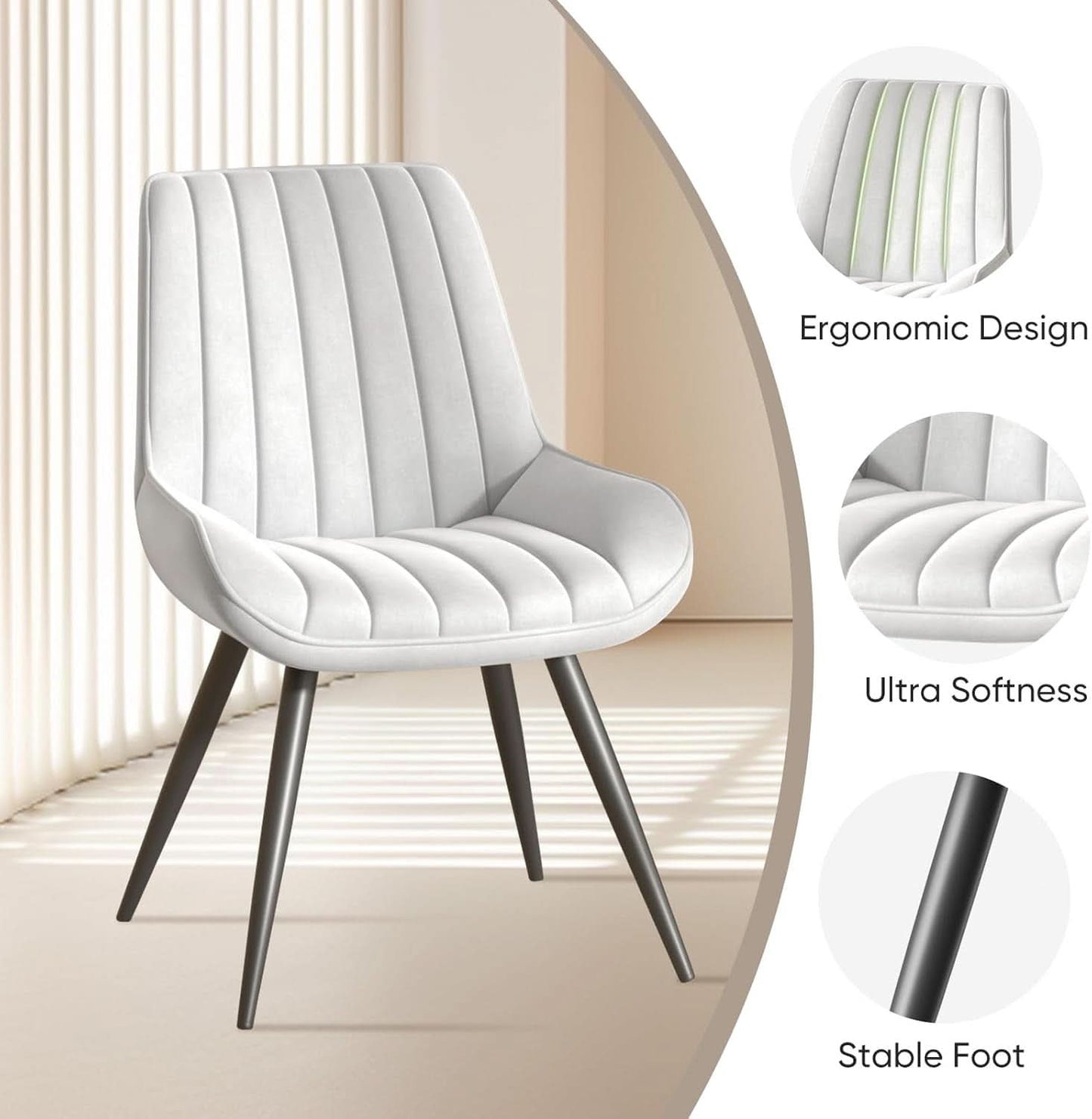 White Upholstered Dining Chairs With Thick Cushions