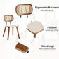 Beige Upholstered Dining Chairs With Rattan Backrest