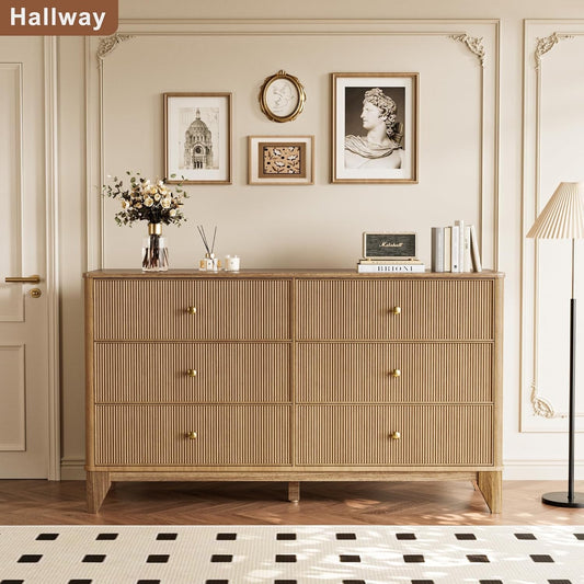 Multifunctional Fluted Storage Dresser 54 Inch Wide