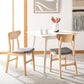 Dining Chair Set Of 2 With Grey Cushions And Natural Wood