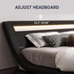LED Platform Bed Frame Black Faux Leather Full Size Bed