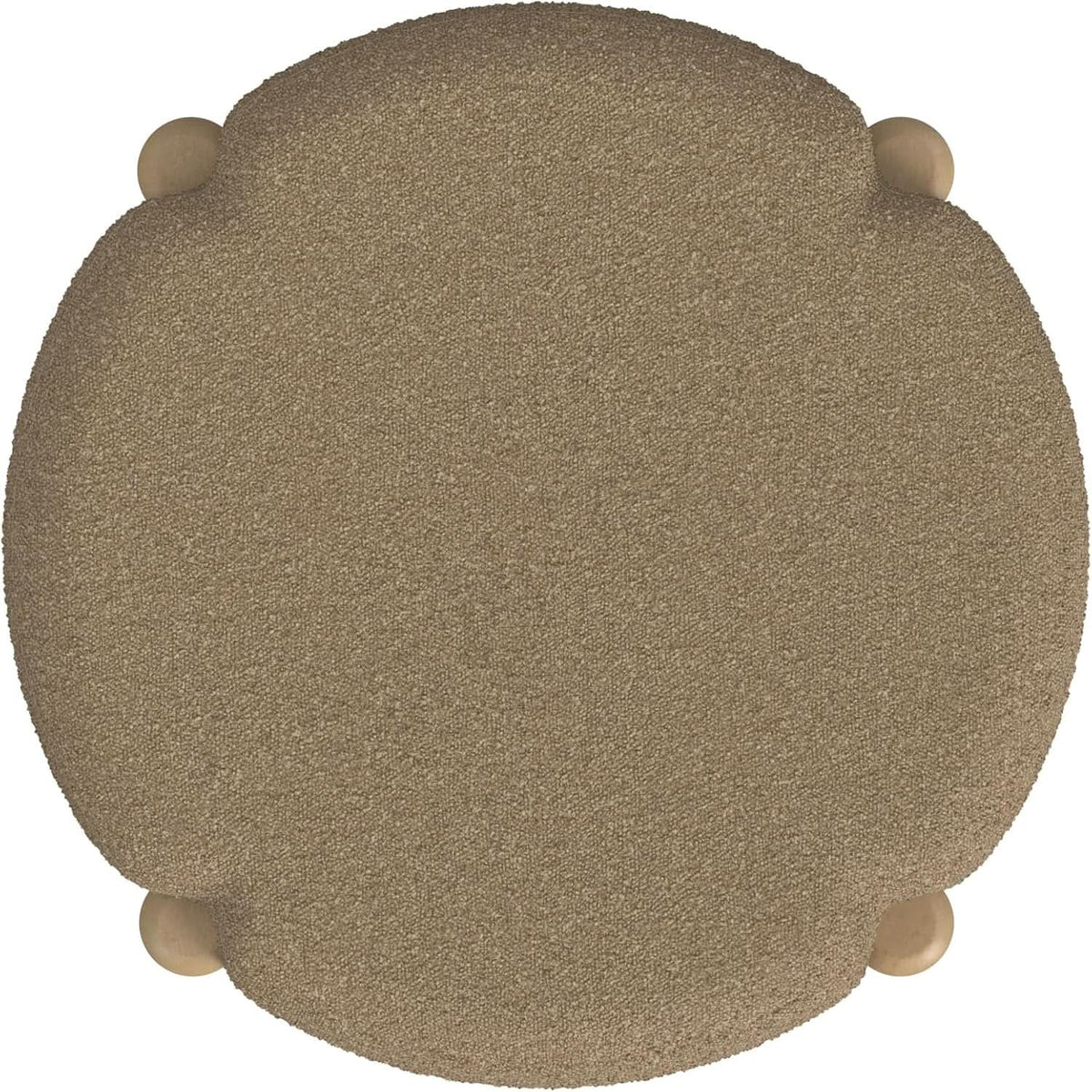Luna Modern Round Ottoman in Brown Boucle, 22 Inches