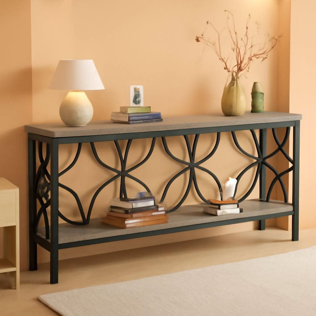 70.9 Inches Industrial Grade Sofa Table With Shelving