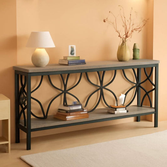 70.9 Inches Industrial Grade Sofa Table With Shelving