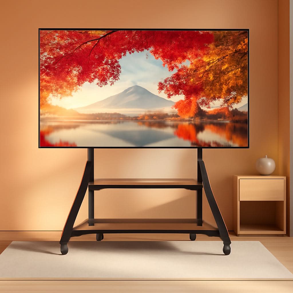 Rolling TV Floor Stand With Adjustable Shelving Unit