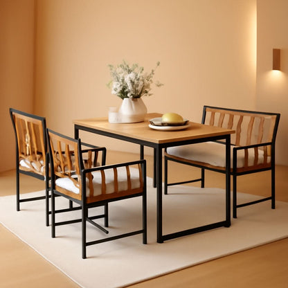4 Piece Patio Dining Set With 47 Inch Acacia Table