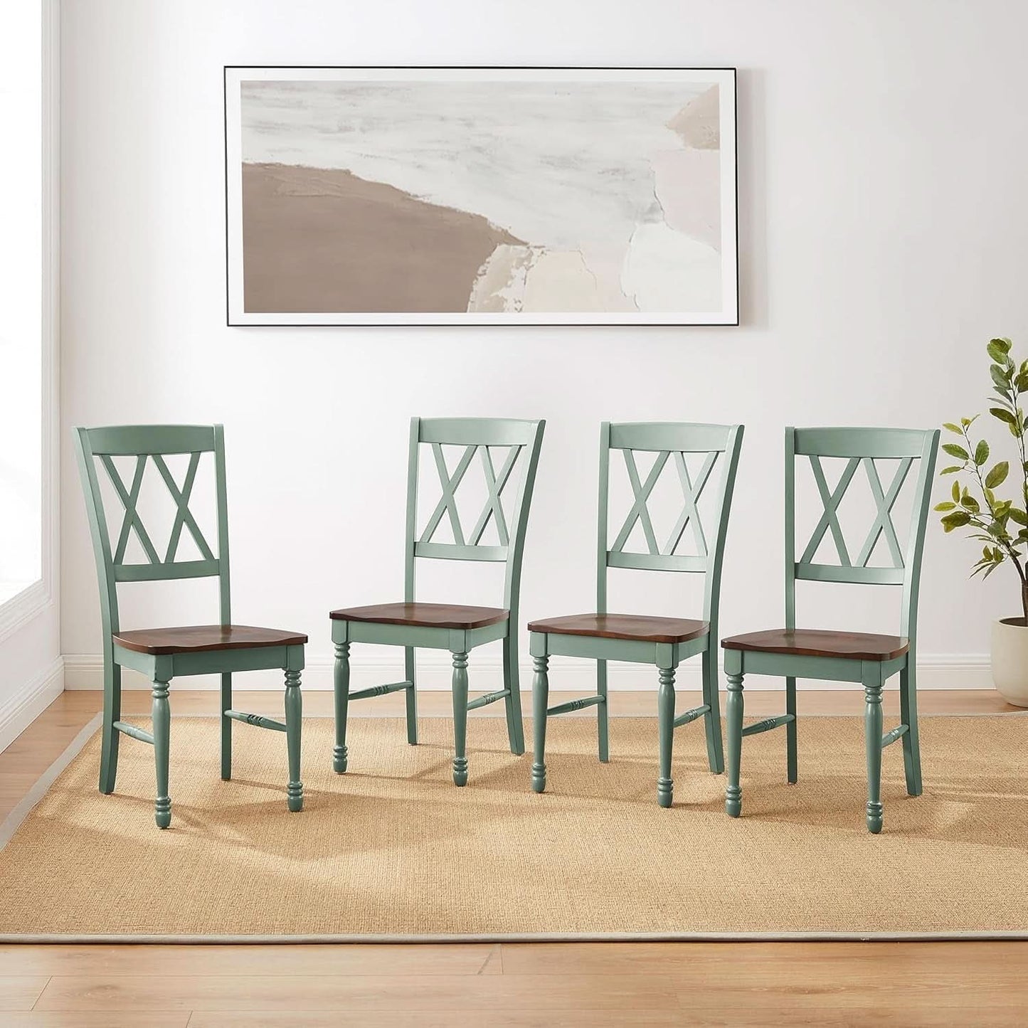 Shelby Distressed Teal XBack Dining Room Chairs Set of 4
