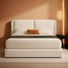 Queen Size White Corduroy Upholstered Platform Bed