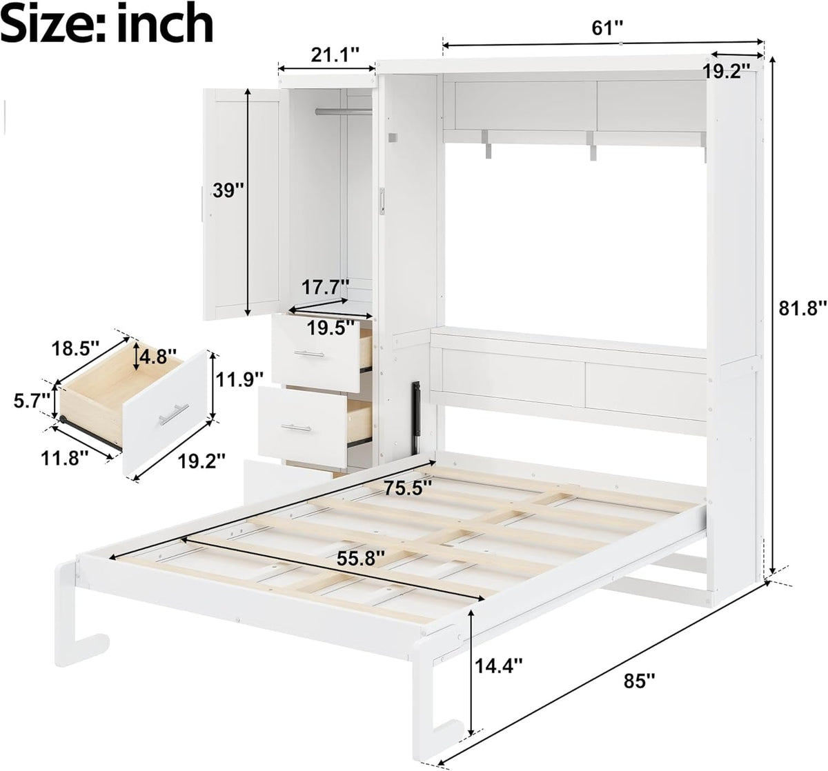 Fullsize Murphy Bed With Integrated Wardrobe Storage-1