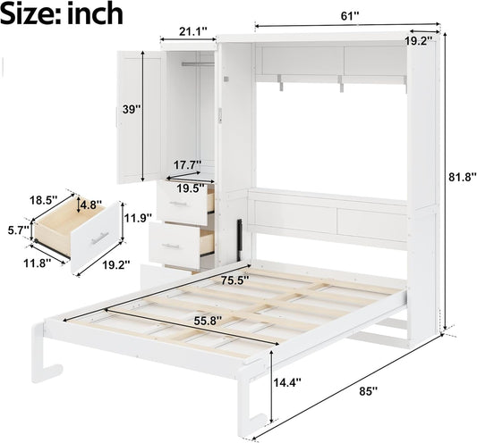 Fullsize Murphy Bed With Integrated Wardrobe Storage-1