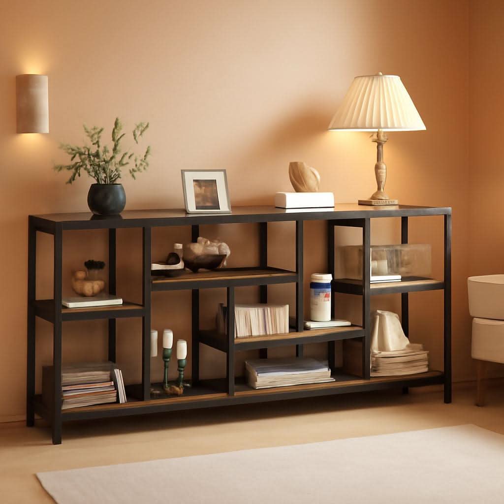 Brown Console Sofa Table 70.9Inch Industrial Finish