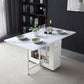 White Folding Extendable Dining Table Marble Storage