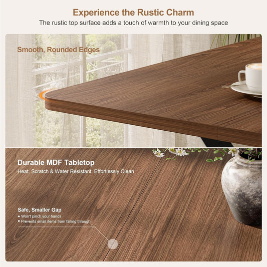 Rectangular 55 Inch Dining Table Storage Underneath