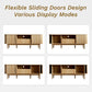63 Inch Fluted Natural Wood TV Stand Entertainment Center