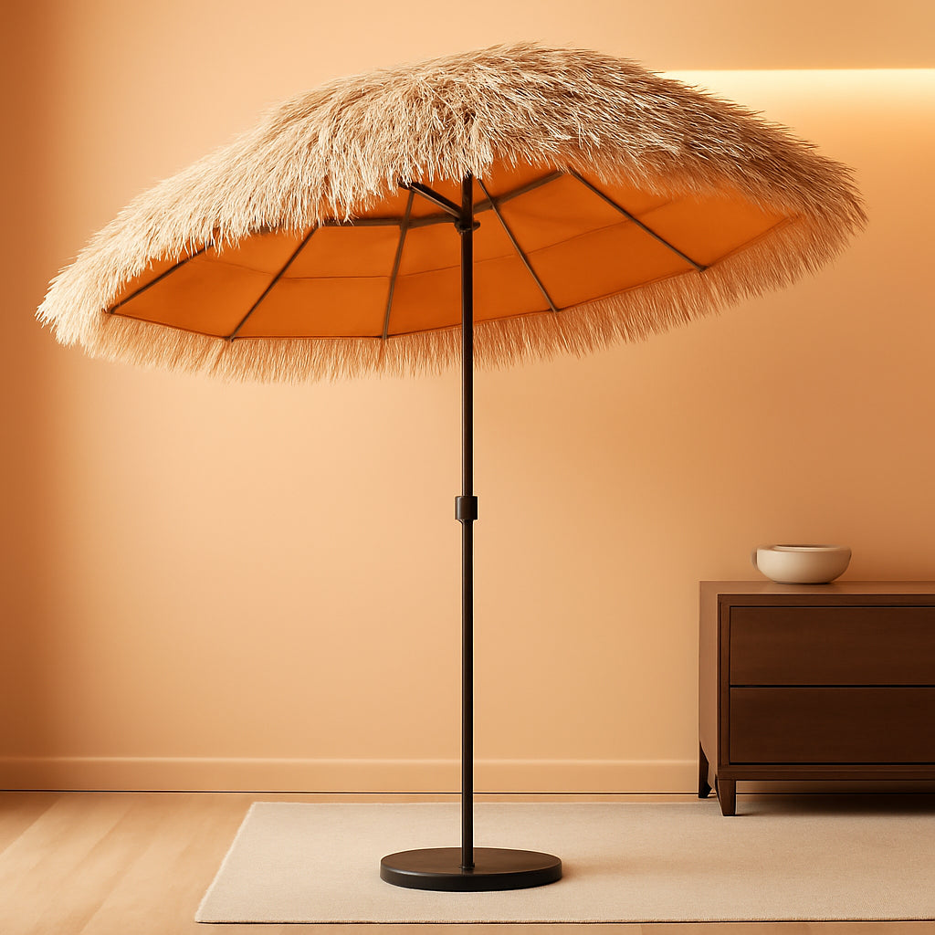 Large Outdoor Protective Thatch Tiki Umbrella Tilt
