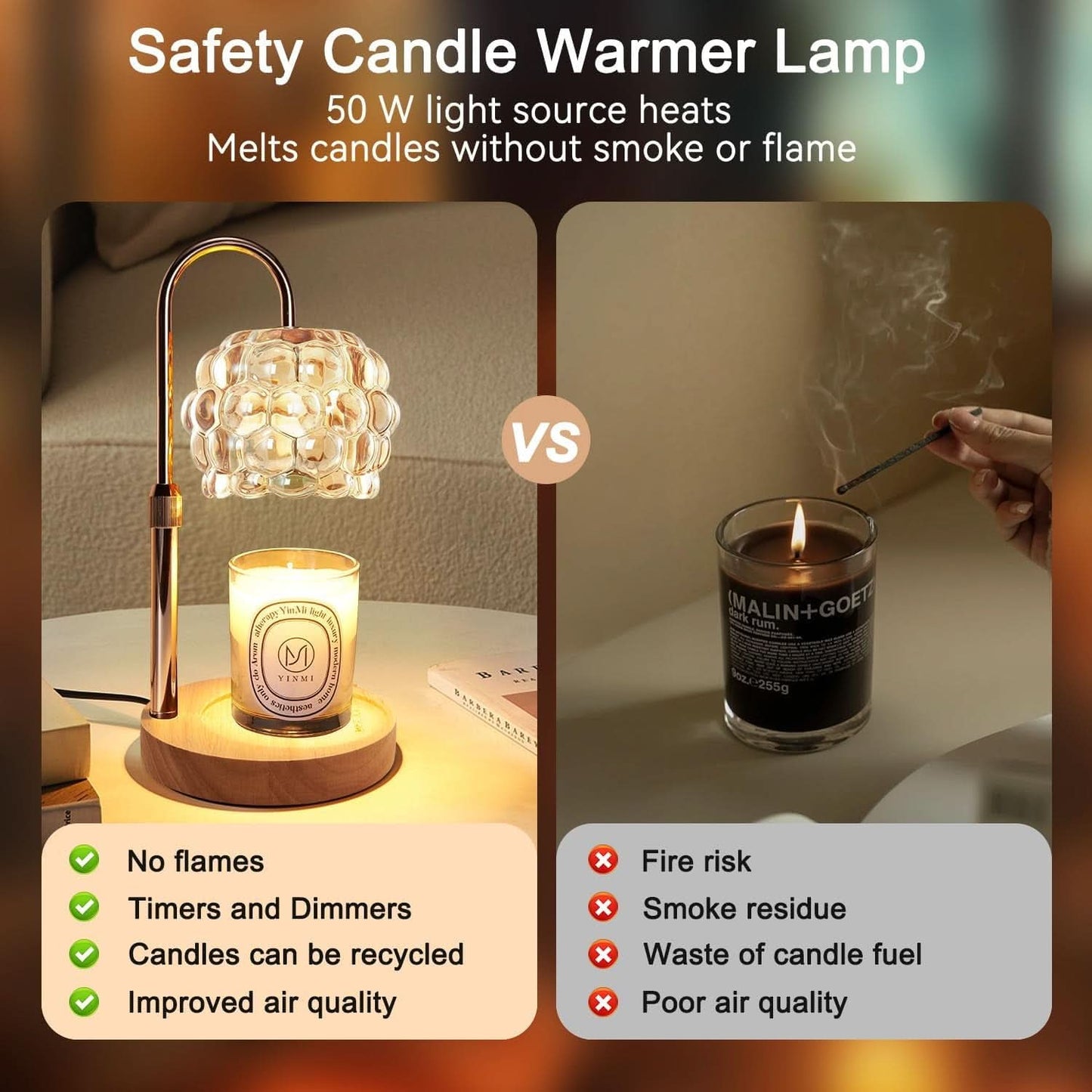 Candle Warmer Lamp With Adjustable Dimmer Illumination
