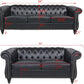 Black Faux Leather Chesterfield Sofa Set 3 Seater Loveseat