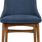 Azalea Blue Fabric and Walnut Wood Dining Chairs Set of 2