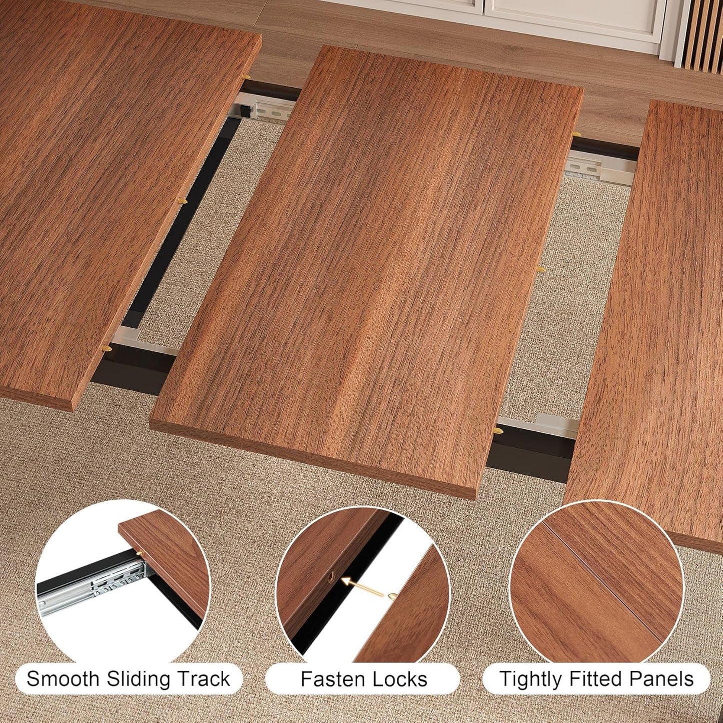 63 Inch Extendable Dining Table Classic Rustic Chic