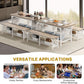 Sixty Three Inch Washed Grey Industrial Style Storage Dining Table