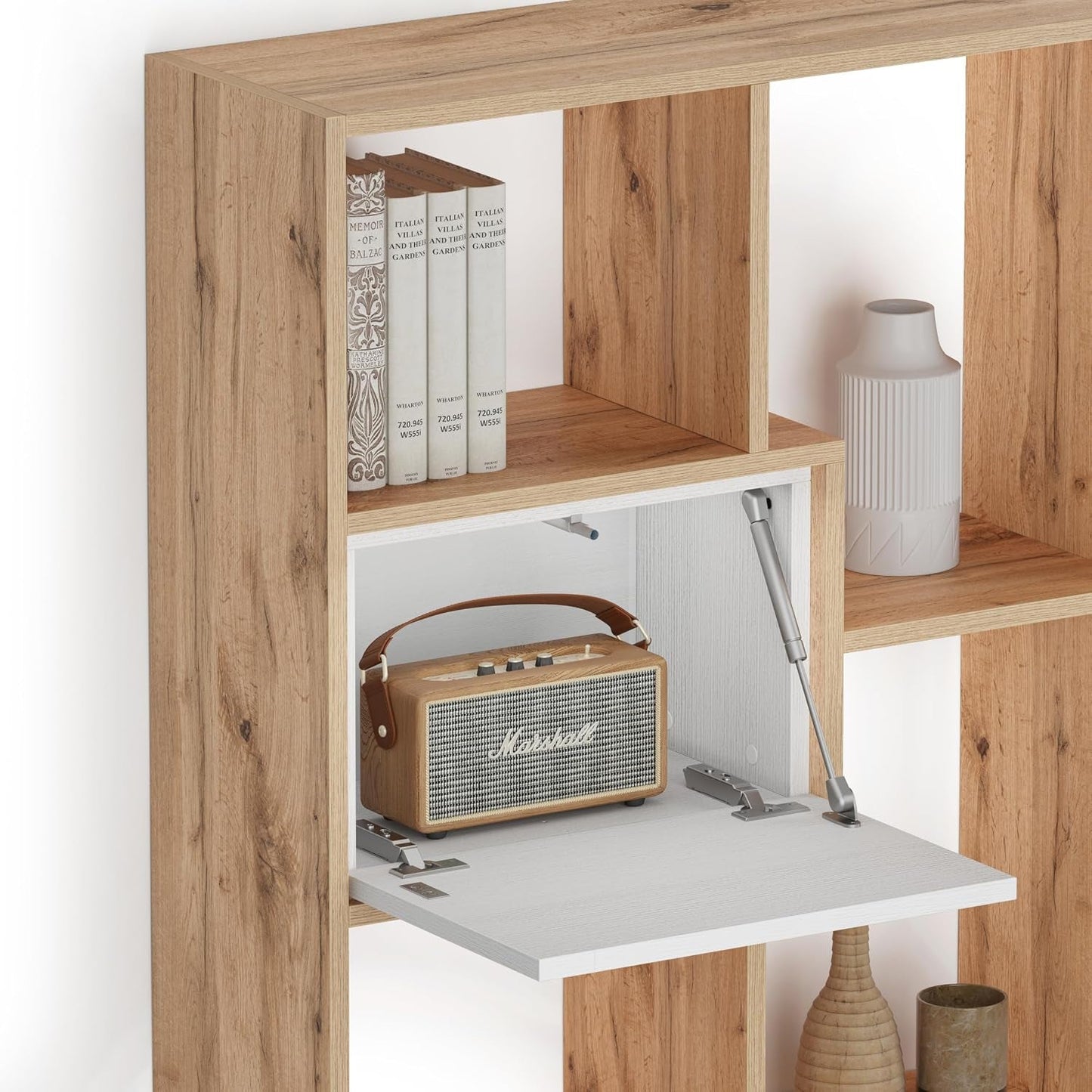 Iacopo Rustic Oak Bookcase Cabinet White Doors