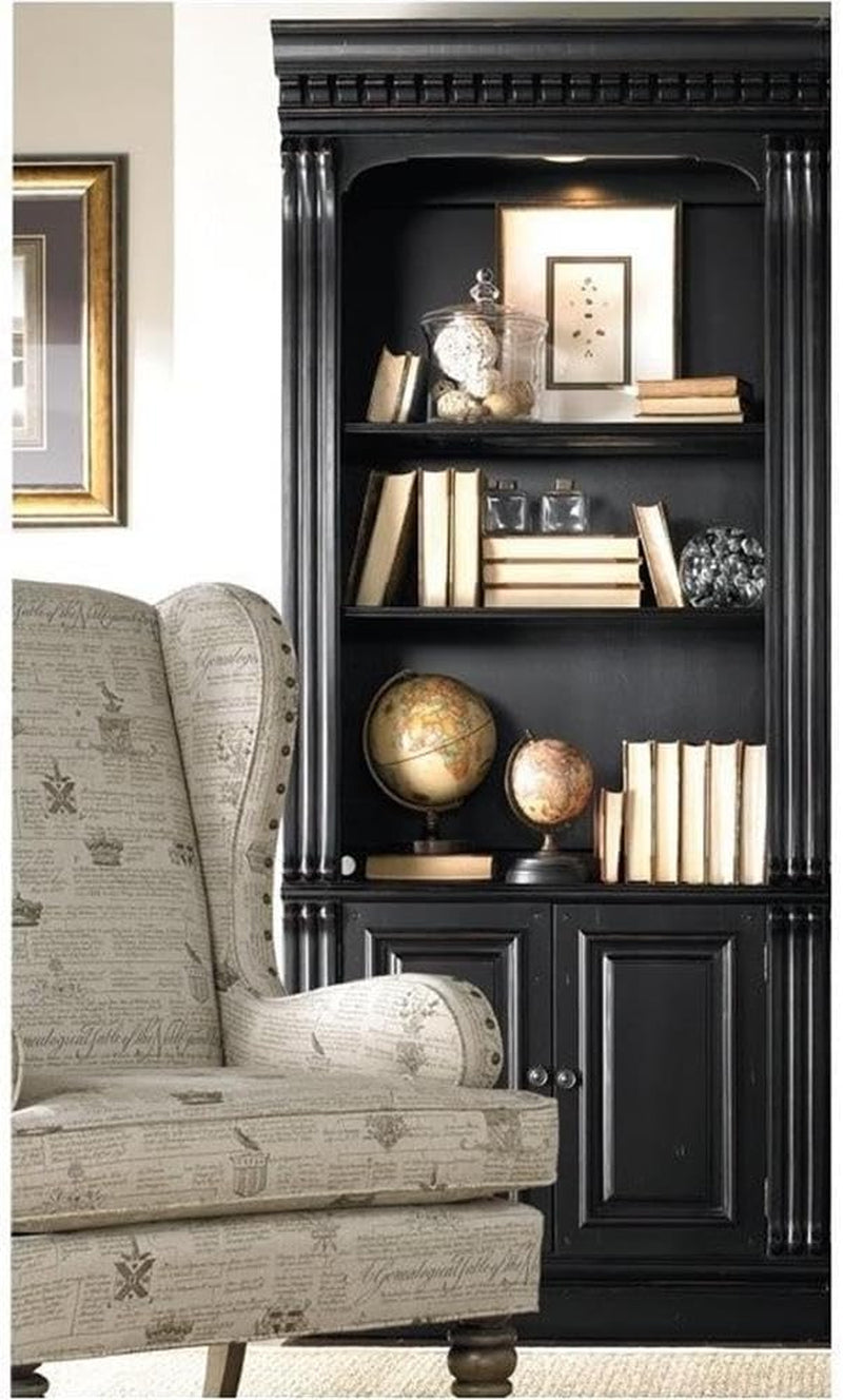 Black Three Shelf Bookcase With Wooden Construction